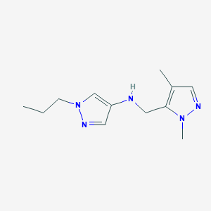 molecular formula C12H19N5 B11743669 N-[(1,4-dimethyl-1H-pyrazol-5-yl)methyl]-1-propyl-1H-pyrazol-4-amine 