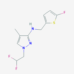 molecular formula C11H12F3N3S B11743677 1-(2,2-difluoroethyl)-N-[(5-fluorothiophen-2-yl)methyl]-4-methyl-1H-pyrazol-3-amine 