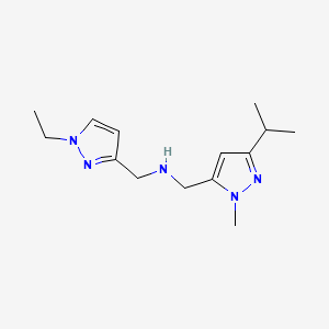 molecular formula C14H23N5 B11743799 [(1-ethyl-1H-pyrazol-3-yl)methyl]({[1-methyl-3-(propan-2-yl)-1H-pyrazol-5-yl]methyl})amine 