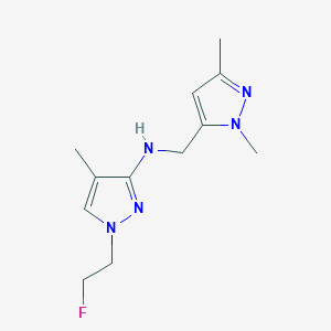 molecular formula C12H18FN5 B11743827 N-[(1,3-dimethyl-1H-pyrazol-5-yl)methyl]-1-(2-fluoroethyl)-4-methyl-1H-pyrazol-3-amine 