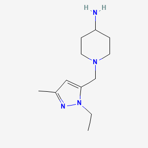 molecular formula C12H22N4 B11743838 1-[(1-ethyl-3-methyl-1H-pyrazol-5-yl)methyl]piperidin-4-amine 