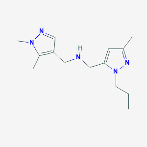 molecular formula C14H23N5 B11743846 [(1,5-dimethyl-1H-pyrazol-4-yl)methyl][(3-methyl-1-propyl-1H-pyrazol-5-yl)methyl]amine 