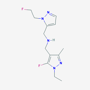 molecular formula C13H19F2N5 B11743863 [(1-ethyl-5-fluoro-3-methyl-1H-pyrazol-4-yl)methyl]({[1-(2-fluoroethyl)-1H-pyrazol-5-yl]methyl})amine 