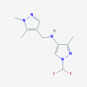 molecular formula C11H15F2N5 B11743892 1-(difluoromethyl)-N-[(1,5-dimethyl-1H-pyrazol-4-yl)methyl]-3-methyl-1H-pyrazol-4-amine 