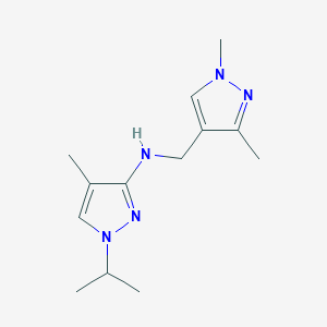 molecular formula C13H21N5 B11743897 N-[(1,3-dimethyl-1H-pyrazol-4-yl)methyl]-4-methyl-1-(propan-2-yl)-1H-pyrazol-3-amine 