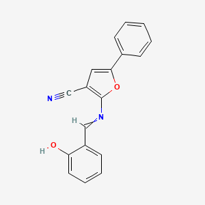 molecular formula C18H12N2O2 B11743899 2-{[(2-Hydroxyphenyl)methylidene]amino}-5-phenylfuran-3-carbonitrile 