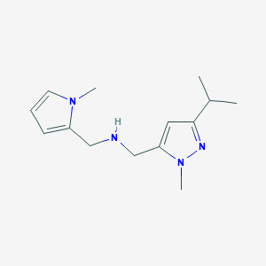 molecular formula C14H22N4 B11743991 [(1-methyl-1H-pyrrol-2-yl)methyl]({[1-methyl-3-(propan-2-yl)-1H-pyrazol-5-yl]methyl})amine 