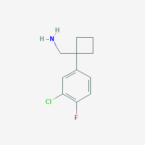 molecular formula C11H13ClFN B11744041 1-(3-Chloro-4-fluorophenyl)cyclobutanemethanamine 