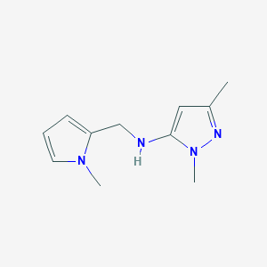 molecular formula C11H16N4 B11744075 1,3-dimethyl-N-[(1-methyl-1H-pyrrol-2-yl)methyl]-1H-pyrazol-5-amine 