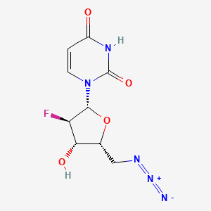 molecular formula C9H10FN5O4 B11744114 1-[(2R,3R,4S,5R)-5-(azidomethyl)-3-fluoro-4-hydroxyoxolan-2-yl]pyrimidine-2,4-dione 