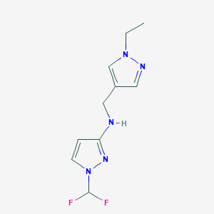 molecular formula C10H13F2N5 B11744123 1-(difluoromethyl)-N-[(1-ethyl-1H-pyrazol-4-yl)methyl]-1H-pyrazol-3-amine 