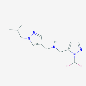 molecular formula C13H19F2N5 B11744146 {[1-(difluoromethyl)-1H-pyrazol-5-yl]methyl}({[1-(2-methylpropyl)-1H-pyrazol-4-yl]methyl})amine 