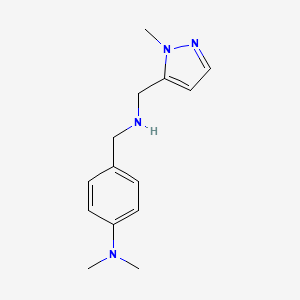 molecular formula C14H20N4 B11744148 N,N-Dimethyl-4-({[(1-methyl-1H-pyrazol-5-YL)methyl]amino}methyl)aniline 