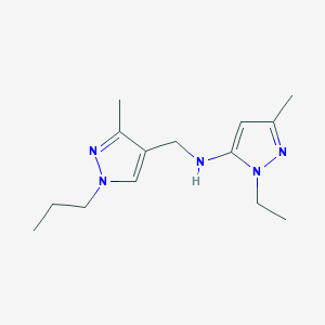 molecular formula C14H23N5 B11744210 1-ethyl-3-methyl-N-[(3-methyl-1-propyl-1H-pyrazol-4-yl)methyl]-1H-pyrazol-5-amine 