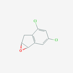 molecular formula C9H6Cl2O B11744268 (1aS,6aR)-3,5-dichloro-1aH,6H,6aH-indeno[1,2-b]oxirene 