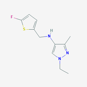 molecular formula C11H14FN3S B11744308 1-ethyl-N-[(5-fluorothiophen-2-yl)methyl]-3-methyl-1H-pyrazol-4-amine 