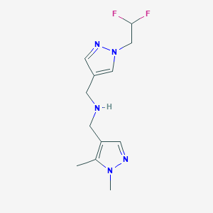 molecular formula C12H17F2N5 B11744342 {[1-(2,2-difluoroethyl)-1H-pyrazol-4-yl]methyl}[(1,5-dimethyl-1H-pyrazol-4-yl)methyl]amine 