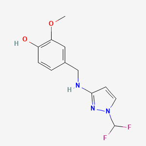 molecular formula C12H13F2N3O2 B11744411 4-({[1-(difluoromethyl)-1H-pyrazol-3-yl]amino}methyl)-2-methoxyphenol 