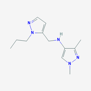 molecular formula C12H19N5 B11744420 1,3-Dimethyl-N-[(1-propyl-1H-pyrazol-5-YL)methyl]-1H-pyrazol-4-amine 