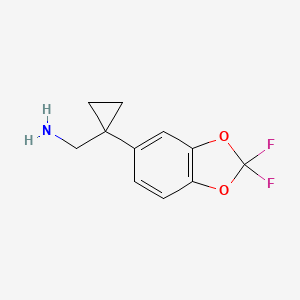 molecular formula C11H11F2NO2 B11744456 1-(2,2-Difluoro-1,3-benzodioxol-5-yl)cyclopropanemethanamine 