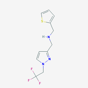 molecular formula C11H12F3N3S B11744549 [(thiophen-2-yl)methyl]({[1-(2,2,2-trifluoroethyl)-1H-pyrazol-3-yl]methyl})amine 