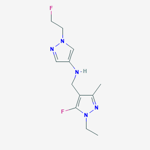 molecular formula C12H17F2N5 B11744577 N-[(1-ethyl-5-fluoro-3-methyl-1H-pyrazol-4-yl)methyl]-1-(2-fluoroethyl)-1H-pyrazol-4-amine 