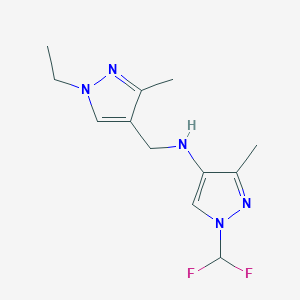 molecular formula C12H17F2N5 B11744603 1-(Difluoromethyl)-n-[(1-ethyl-3-methyl-1h-pyrazol-4-yl)methyl]-3-methyl-1h-pyrazol-4-amine 