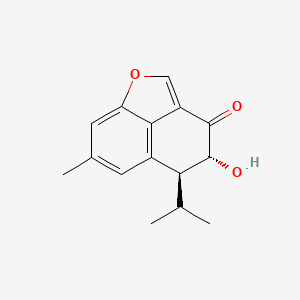 molecular formula C15H16O3 B11744638 (6R,7S)-6-hydroxy-10-methyl-7-propan-2-yl-2-oxatricyclo[6.3.1.04,12]dodeca-1(11),3,8(12),9-tetraen-5-one 