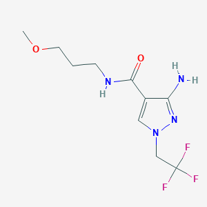 molecular formula C10H15F3N4O2 B11744647 3-Amino-N-(3-methoxypropyl)-1-(2,2,2-trifluoroethyl)-1H-pyrazole-4-carboxamide 