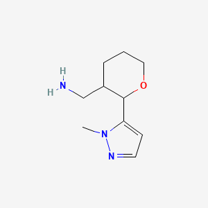 molecular formula C10H17N3O B11744696 1-[2-(1-methyl-1H-pyrazol-5-yl)oxan-3-yl]methanamine 