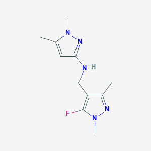 molecular formula C11H16FN5 B11744713 N-[(5-fluoro-1,3-dimethyl-1H-pyrazol-4-yl)methyl]-1,5-dimethyl-1H-pyrazol-3-amine 