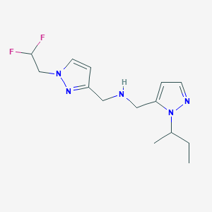 molecular formula C14H21F2N5 B11744726 {[1-(butan-2-yl)-1H-pyrazol-5-yl]methyl}({[1-(2,2-difluoroethyl)-1H-pyrazol-3-yl]methyl})amine 