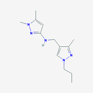 molecular formula C13H21N5 B11744733 1,5-dimethyl-N-[(3-methyl-1-propyl-1H-pyrazol-4-yl)methyl]-1H-pyrazol-3-amine 