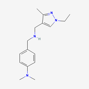 molecular formula C16H24N4 B11744837 4-({[(1-ethyl-3-methyl-1H-pyrazol-4-yl)methyl]amino}methyl)-N,N-dimethylaniline 