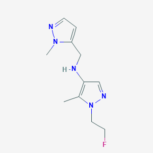 molecular formula C11H16FN5 B11744854 1-(2-fluoroethyl)-5-methyl-N-[(1-methyl-1H-pyrazol-5-yl)methyl]-1H-pyrazol-4-amine 