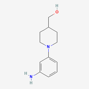 molecular formula C12H18N2O B11744925 1-(3-Aminophenyl)piperidine-4-methanol 