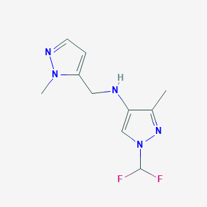 molecular formula C10H13F2N5 B11744950 1-(difluoromethyl)-3-methyl-N-[(1-methyl-1H-pyrazol-5-yl)methyl]-1H-pyrazol-4-amine CAS No. 1856076-48-6