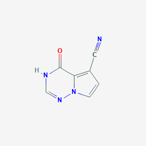 molecular formula C7H4N4O B11744973 4-Oxo-3,4-dihydropyrrolo[2,1-f][1,2,4]triazine-5-carbonitrile CAS No. 1263282-47-8