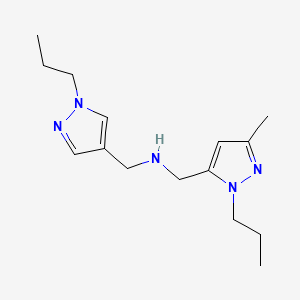 molecular formula C15H25N5 B11745020 [(3-methyl-1-propyl-1H-pyrazol-5-yl)methyl][(1-propyl-1H-pyrazol-4-yl)methyl]amine 