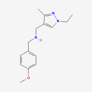 molecular formula C15H21N3O B11745030 [(1-ethyl-3-methyl-1H-pyrazol-4-yl)methyl][(4-methoxyphenyl)methyl]amine 