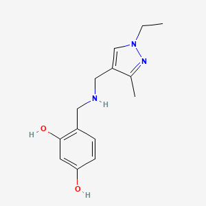 molecular formula C14H19N3O2 B11745067 4-({[(1-Ethyl-3-methyl-1H-pyrazol-4-YL)methyl]amino}methyl)benzene-1,3-diol 