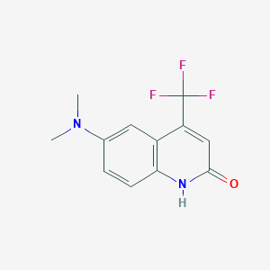 molecular formula C12H11F3N2O B11745106 2(1H)-Quinolinone, 6-(dimethylamino)-4-(trifluoromethyl)- 