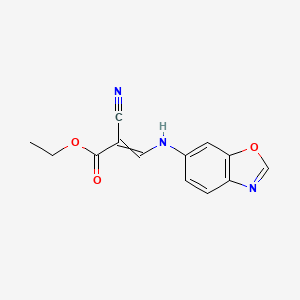 molecular formula C13H11N3O3 B11745126 Ethyl 3-[(1,3-benzoxazol-6-yl)amino]-2-cyanoprop-2-enoate 