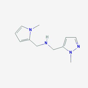 molecular formula C11H16N4 B11745134 [(1-methyl-1H-pyrazol-5-yl)methyl][(1-methyl-1H-pyrrol-2-yl)methyl]amine 