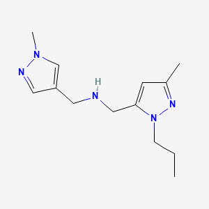 molecular formula C13H21N5 B11745139 [(3-methyl-1-propyl-1H-pyrazol-5-yl)methyl][(1-methyl-1H-pyrazol-4-yl)methyl]amine 