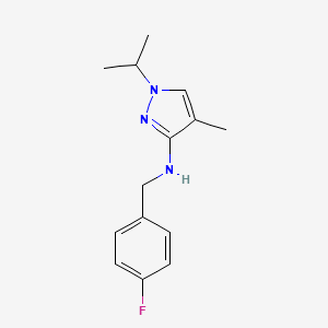 molecular formula C14H18FN3 B11745176 N-(4-fluorobenzyl)-4-methyl-1-(propan-2-yl)-1H-pyrazol-3-amine 