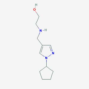 molecular formula C11H19N3O B11745186 2-{[(1-cyclopentyl-1H-pyrazol-4-yl)methyl]amino}ethan-1-ol 