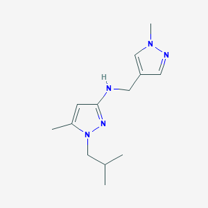 molecular formula C13H21N5 B11745205 5-methyl-N-[(1-methyl-1H-pyrazol-4-yl)methyl]-1-(2-methylpropyl)-1H-pyrazol-3-amine 