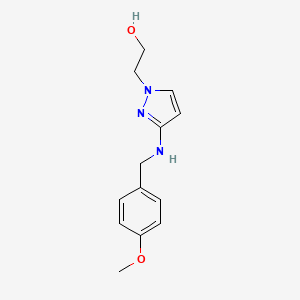 molecular formula C13H17N3O2 B11745215 2-(3-{[(4-methoxyphenyl)methyl]amino}-1H-pyrazol-1-yl)ethan-1-ol 