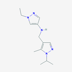 molecular formula C13H21N5 B11745228 1-ethyl-N-{[5-methyl-1-(propan-2-yl)-1H-pyrazol-4-yl]methyl}-1H-pyrazol-4-amine 